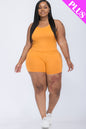 [$5/piece] Plus Size Split Back Cami Top & Shorts Set