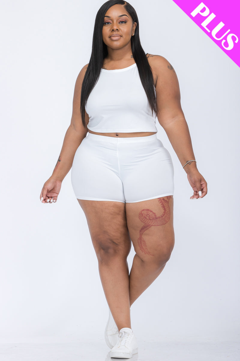 [$5/piece] Plus Size Split Back Cami Top & Shorts Set