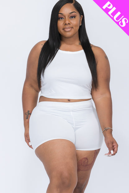 [$5/piece] Plus Size Split Back Cami Top & Shorts Set