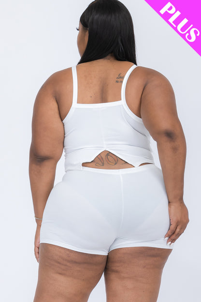 [$5/piece] Plus Size Split Back Cami Top & Shorts Set