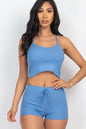 [$3/piece] Ribbed Crop Cami Top & Shorts Set