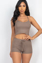 [$3/piece] Ribbed Crop Cami Top & Shorts Set