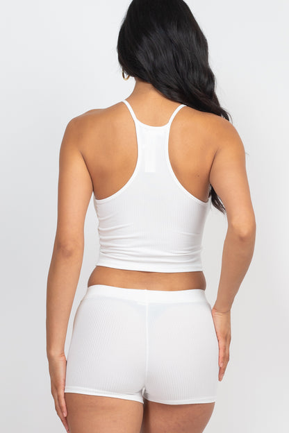 [$3/piece] Ribbed Crop Cami Top & Shorts Set