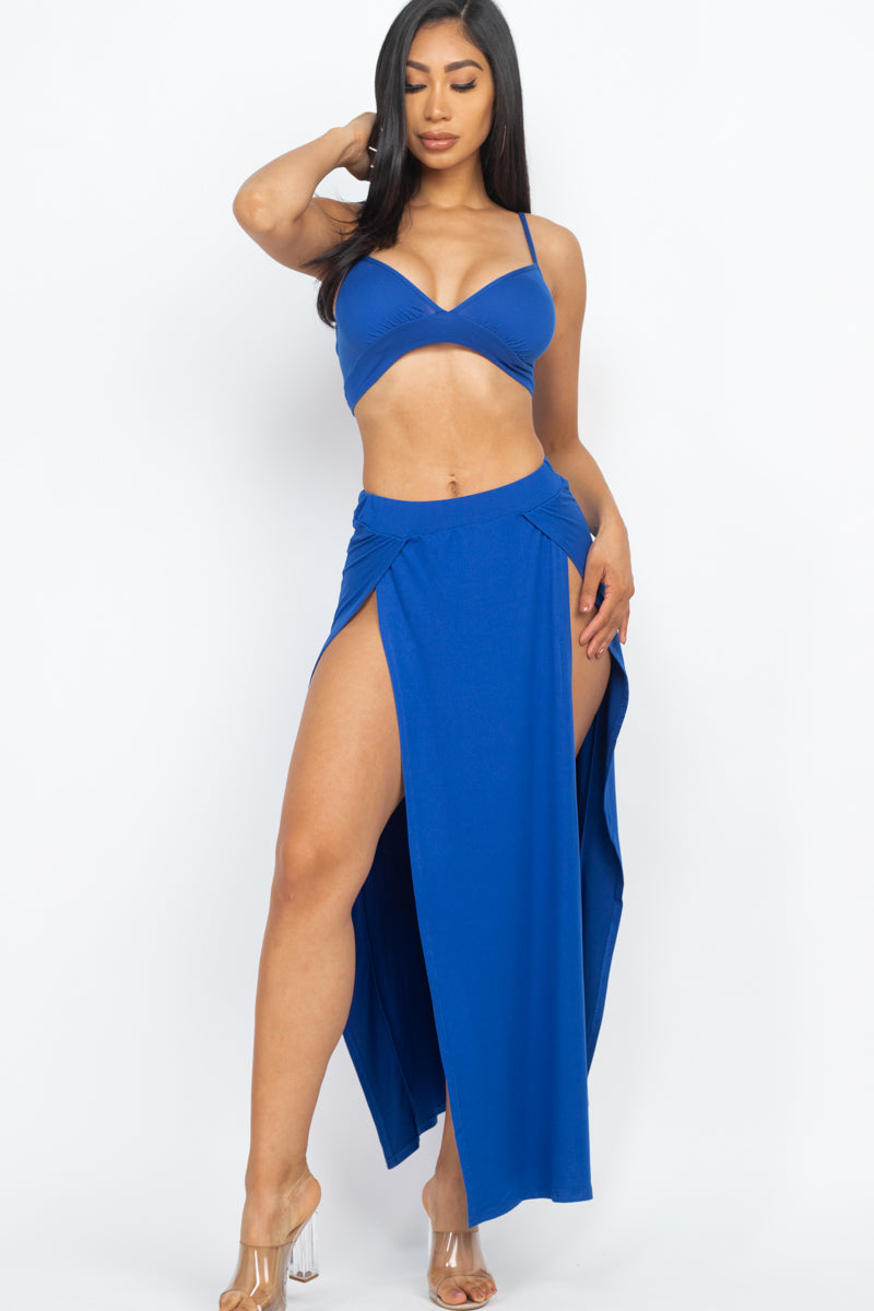 [$3/piece] Bratop and side slit dress