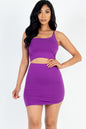 One Shoulder Ruched Crop Top & Mini Skirt Set - Capella Apparel