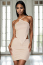 [$3/piece] Backless V-hem Halter Top & Mini Skirt Set