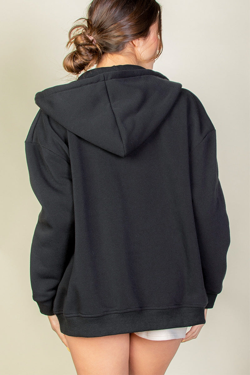 [$5/piece] Graphic Drop Shoulder Zipper Up Hoodie