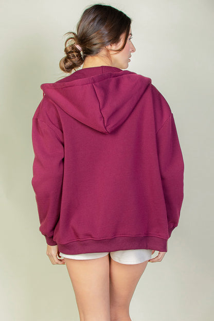 [$5/piece] Graphic Drop Shoulder Zipper Up Hoodie