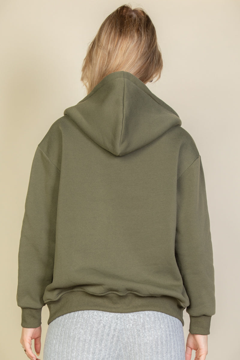 [$5/piece] Graphic Drop Shoulder Zipper Up Hoodie