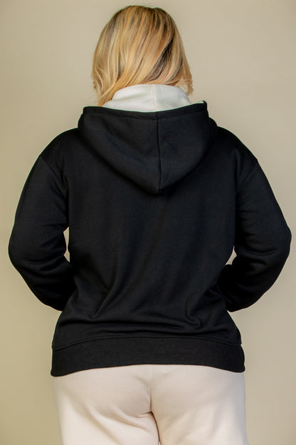 [$6.75/piece] Plus Size Graphic Drop Shoulder Zipper Up Hoodie