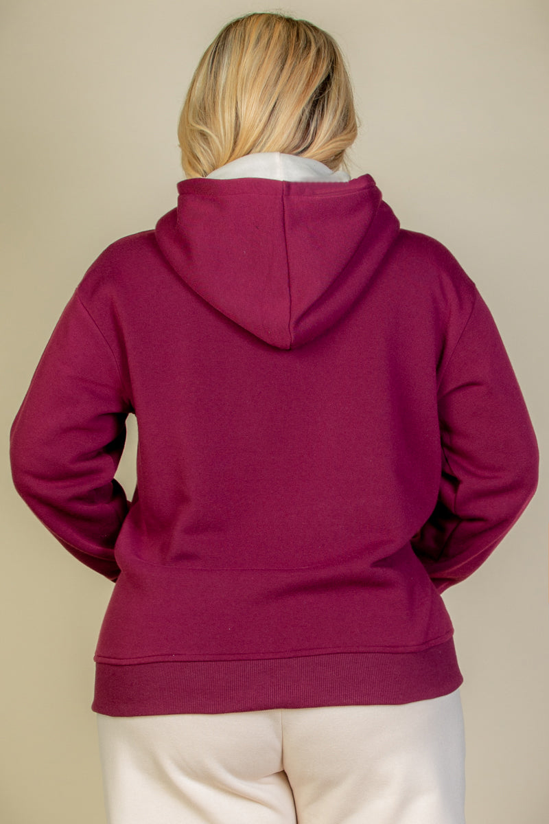 [$6.75/piece] Plus Size Graphic Drop Shoulder Zipper Up Hoodie