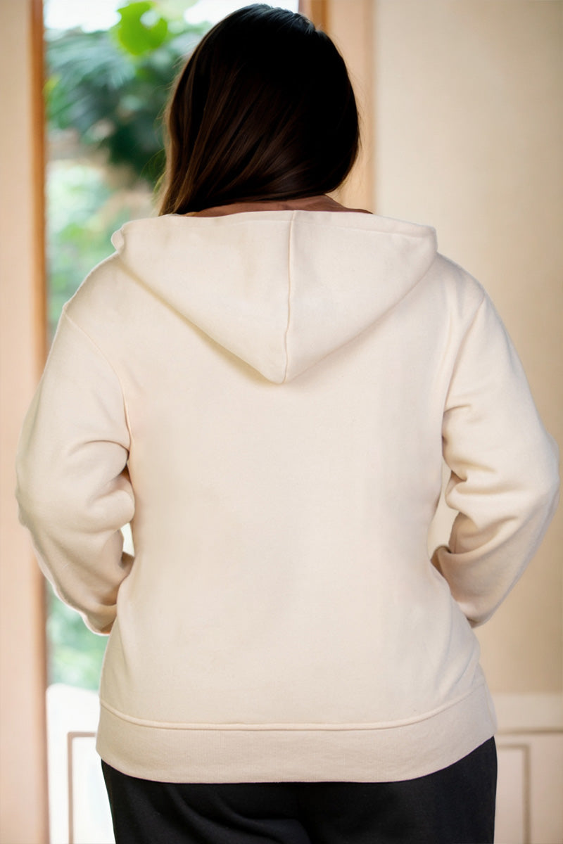 [$6.75/piece] Plus Size Graphic Drop Shoulder Zipper Up Hoodie