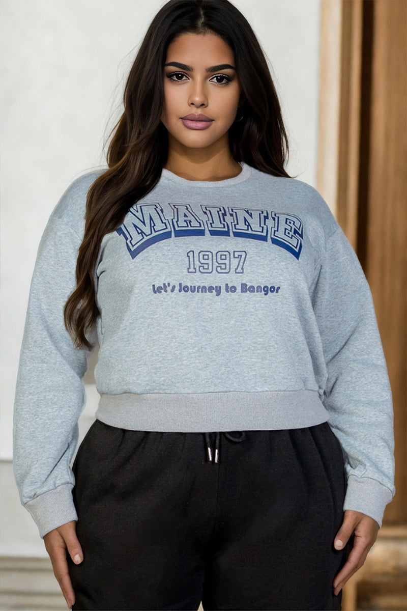 [$5.5/piece] Plus Size Graphic Drop Shoulder Sweatshirt