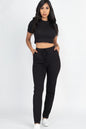 [$5/piece] Mock Neck Short Sleeve Crop Top & Pants Set