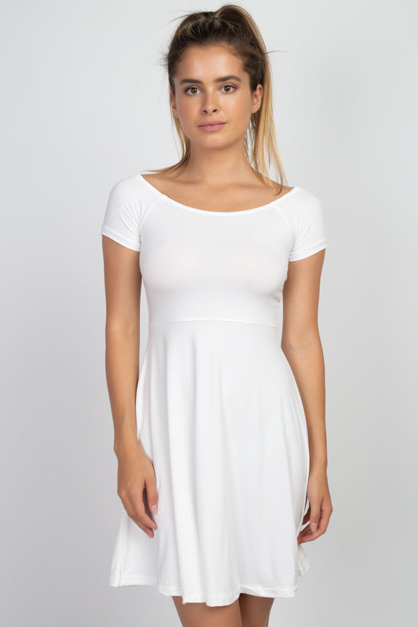 [$2/piece] Boat Neck Short Sleeve Mini Dress