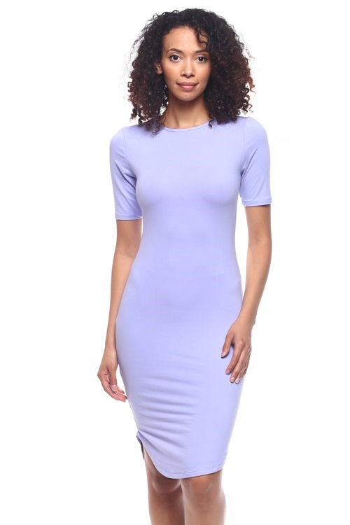 [$2/piece] Curved-Hem Bodycon Mini Dress