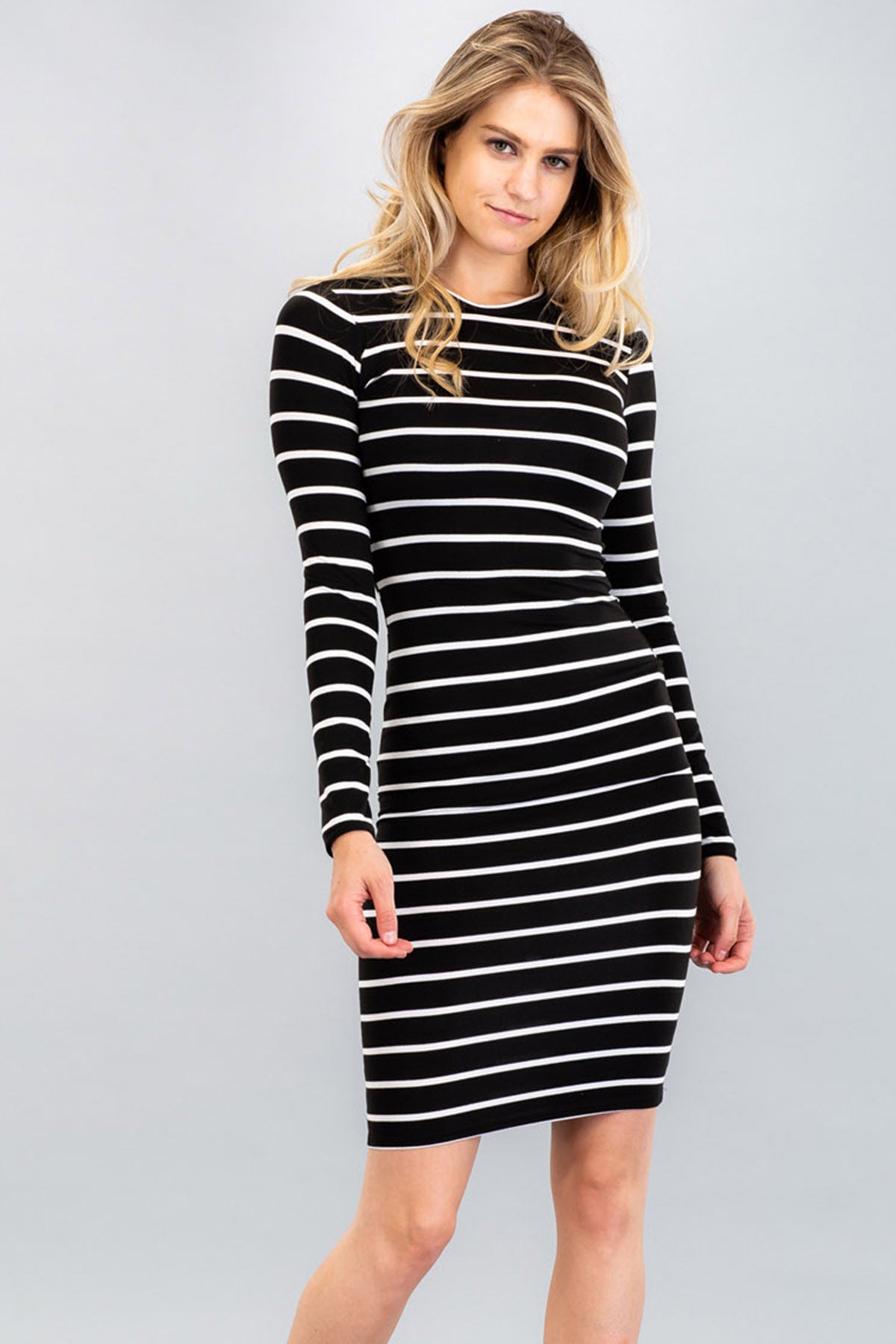[$3/piece] Striped Long Sleeve Bodycon Dress