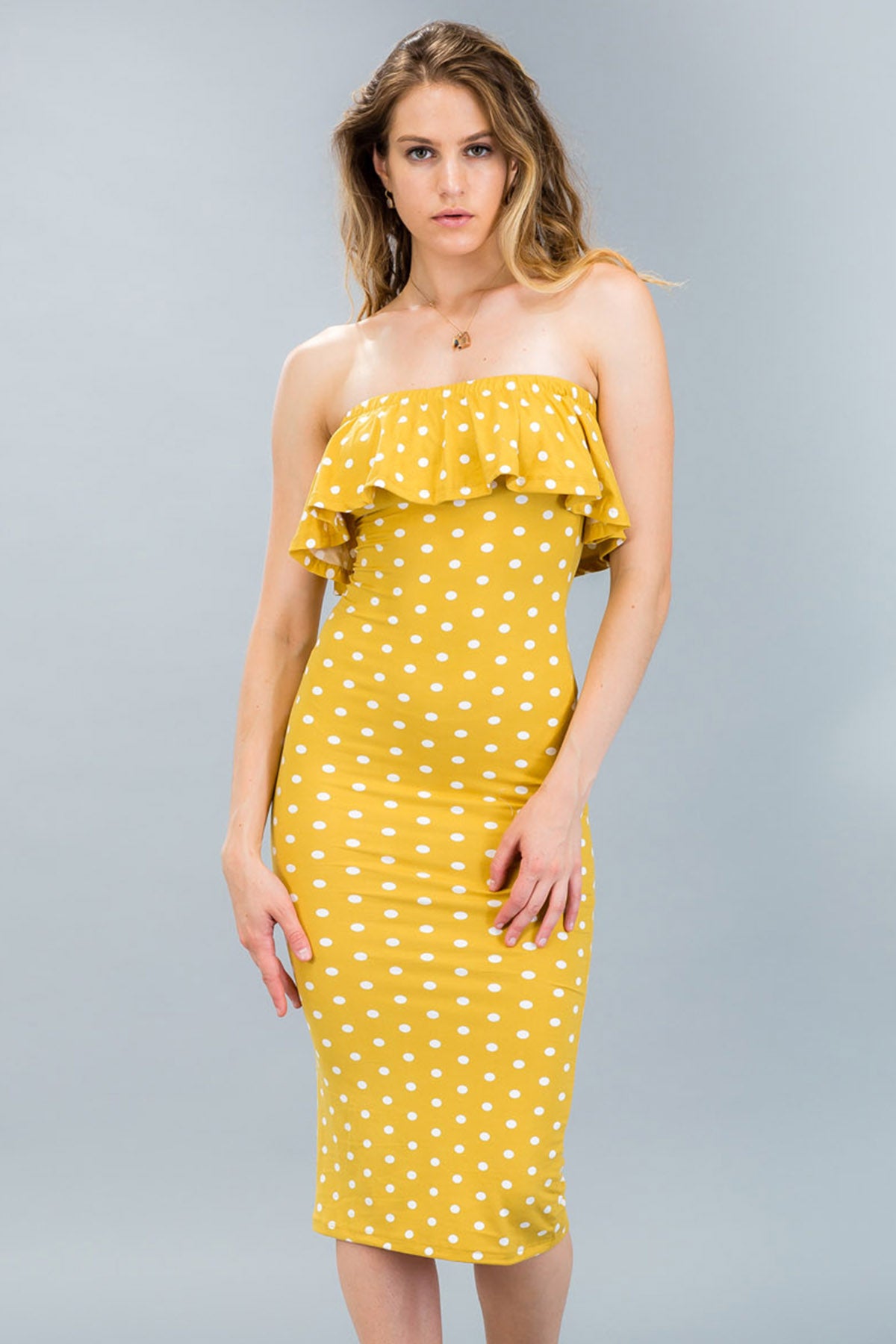 [$3/piece] Polka Dot Ruffle Tube Dress