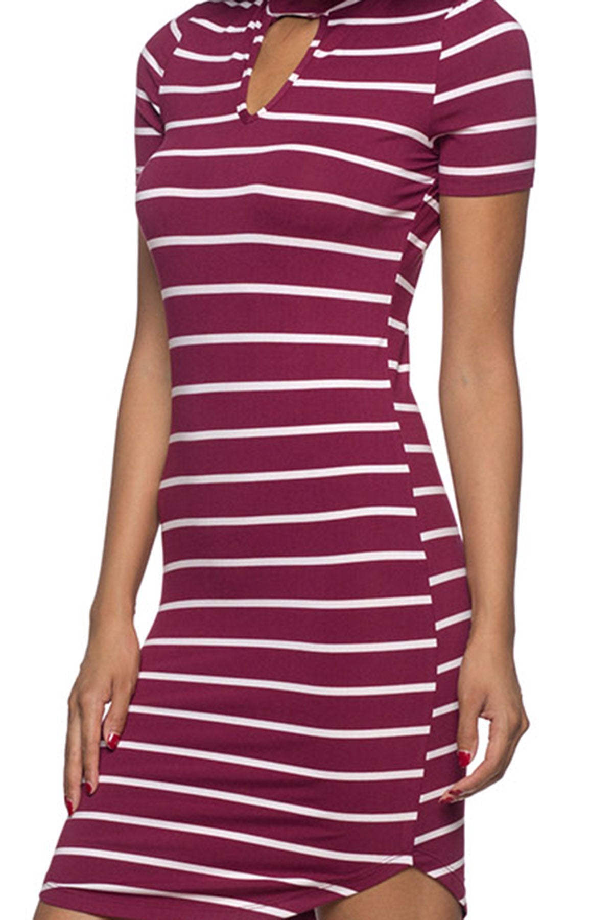 [$3/piece] Striped Chocker Neck Bodycon Dress