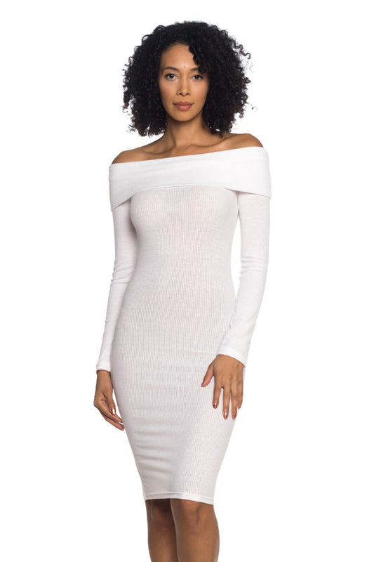 [$3/piece] Ribbed Off Shoulder Bodycon Dress