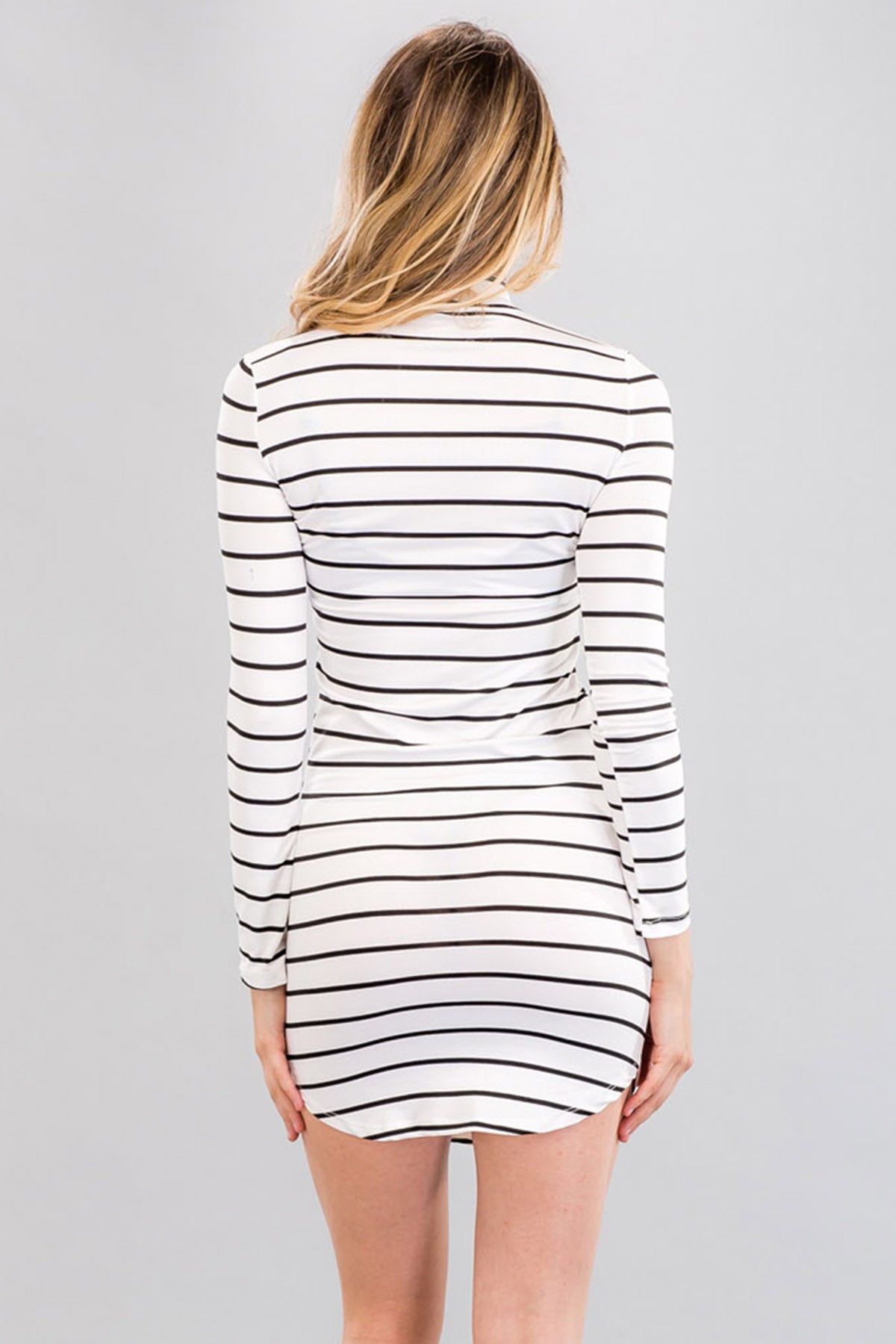 [$3/piece] Striped Choker Neck Bodycon Dress