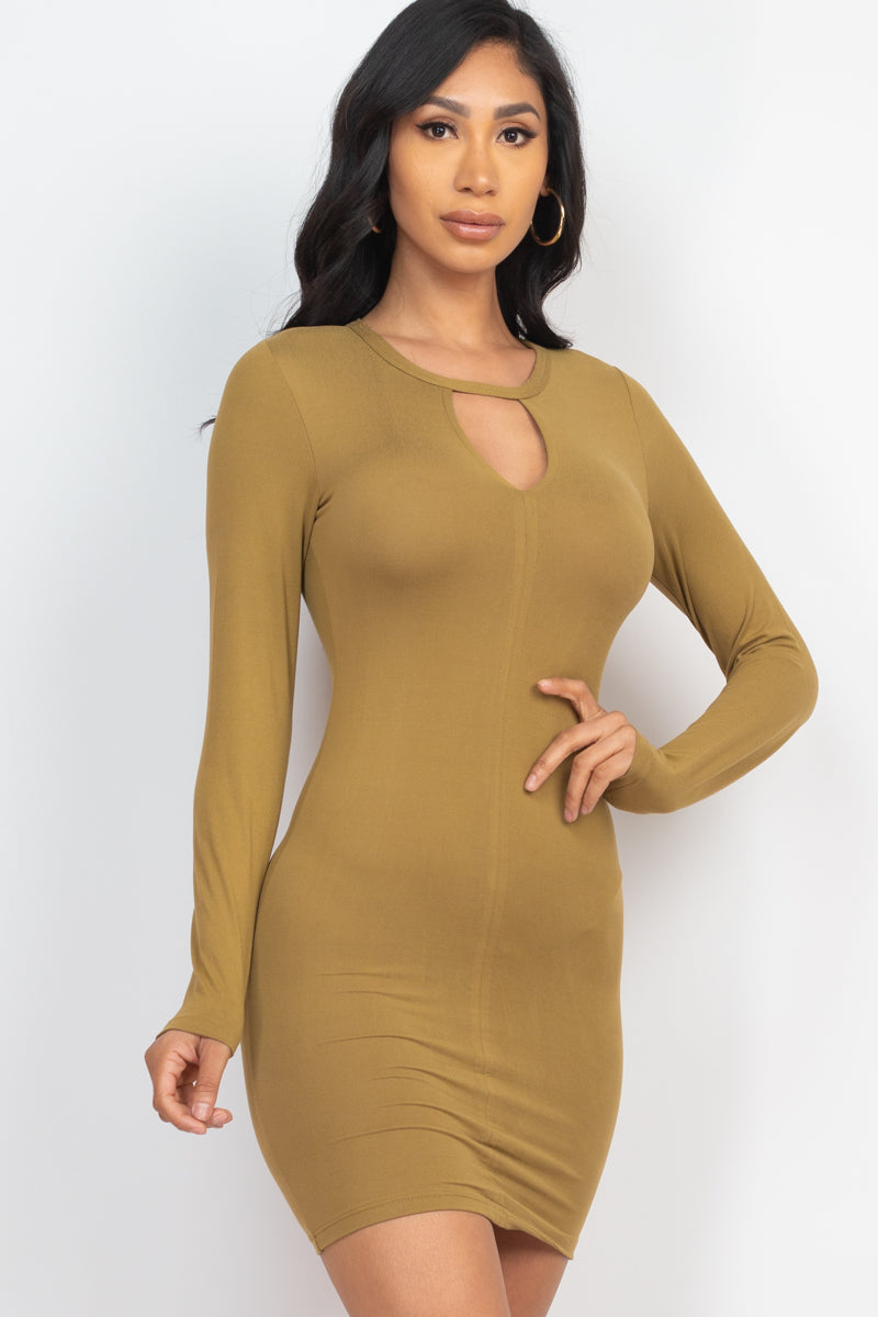 [$3/piece] Cutout Long Sleeve Bodycon Dress