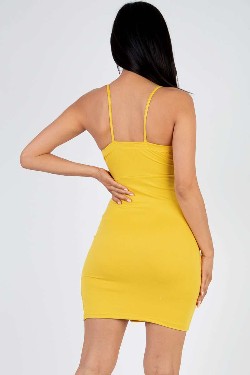 [$4/piece] Plunging Neckline Thigh Split Bodycon Dress