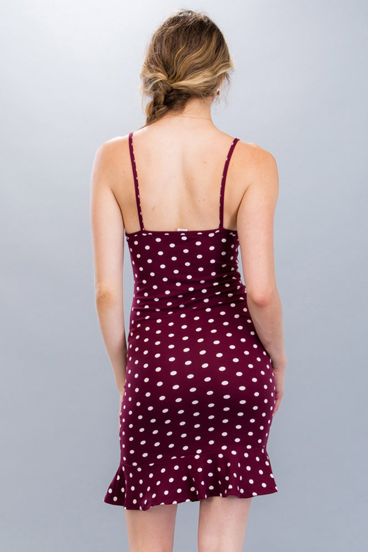 [$2/piece] Polka Dot Print Ruffled Mini Dress