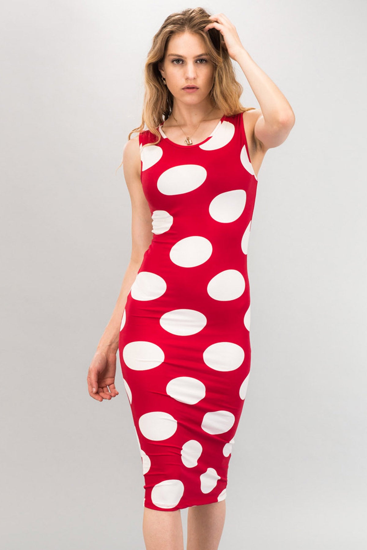 [$3/piece] Polka Dot Print Tank Midi Dress