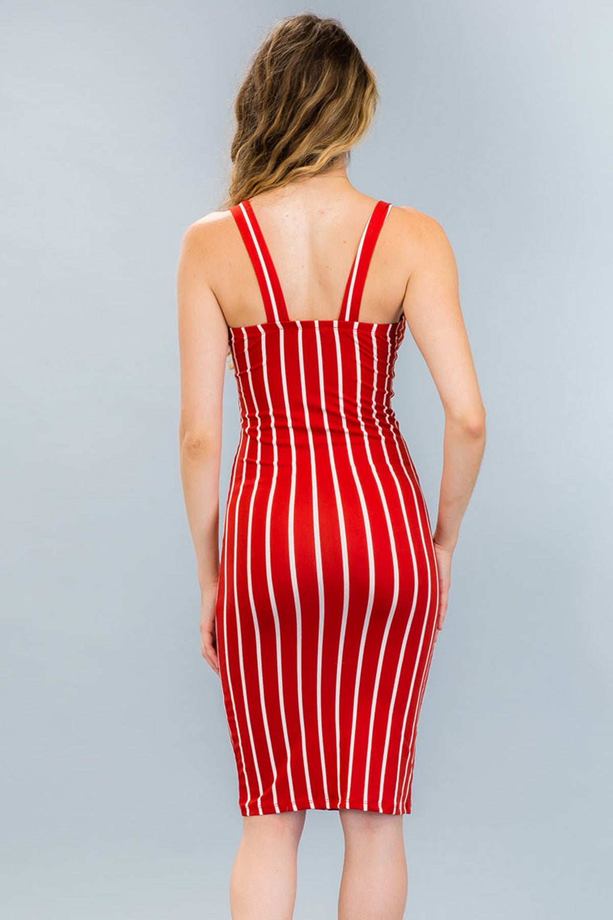 [$3/piece] Striped Tie Front Bodycon Dress