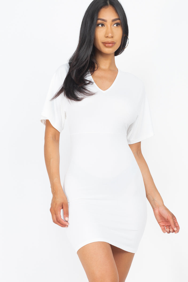 [$4/piece] Dolman Sleeves Solid Mini Dress