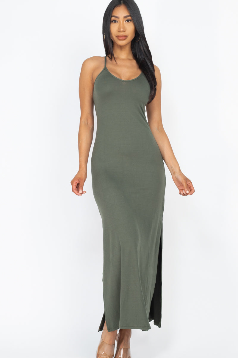 [$6/piece] Side Slit Lace Up Maxi Dress