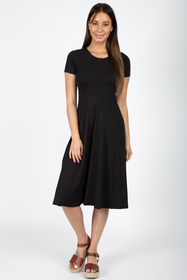 [$3/piece] Short Sleeve Fit & Flare Midi Dress