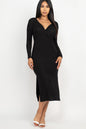 [$5/piece] Double Side Slit Surplice Midi Dress