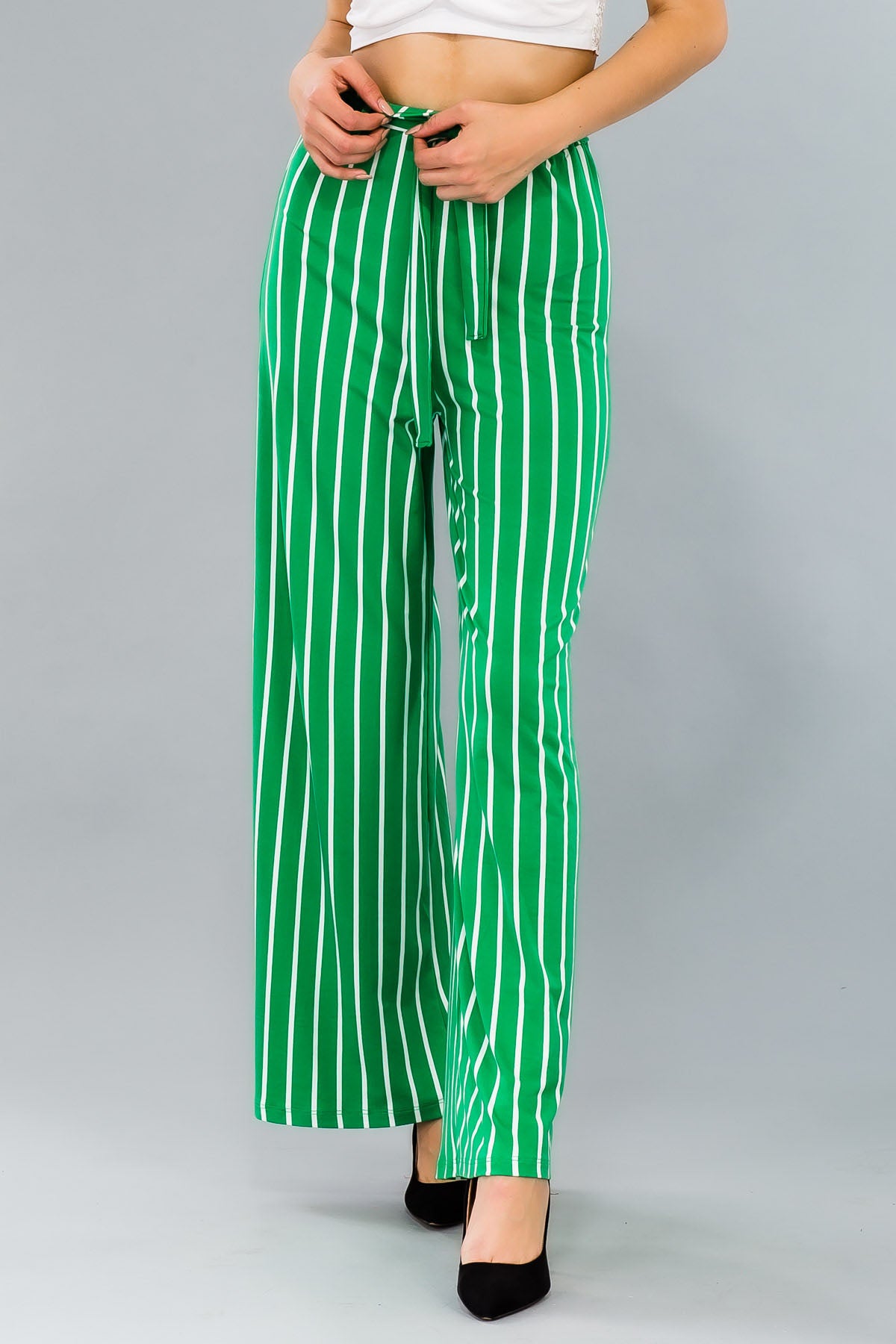 [$3/piece] Striped Tie Waist Wide-Leg Pants