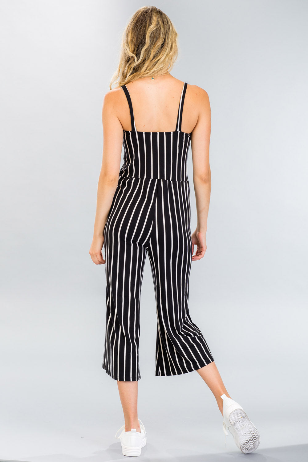 [$3/piece] Striped Wide-Leg Capri Jumpsuit