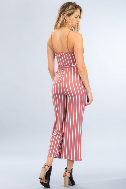 [$1/piece] Striped Tie Waist Cami Jumpsuit