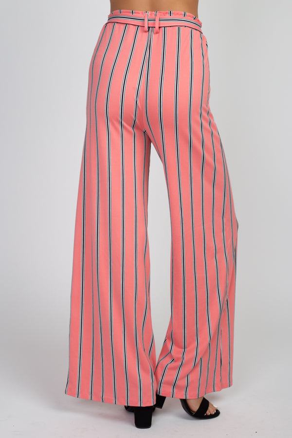[$2/piece] Striped wide pants with strap belt