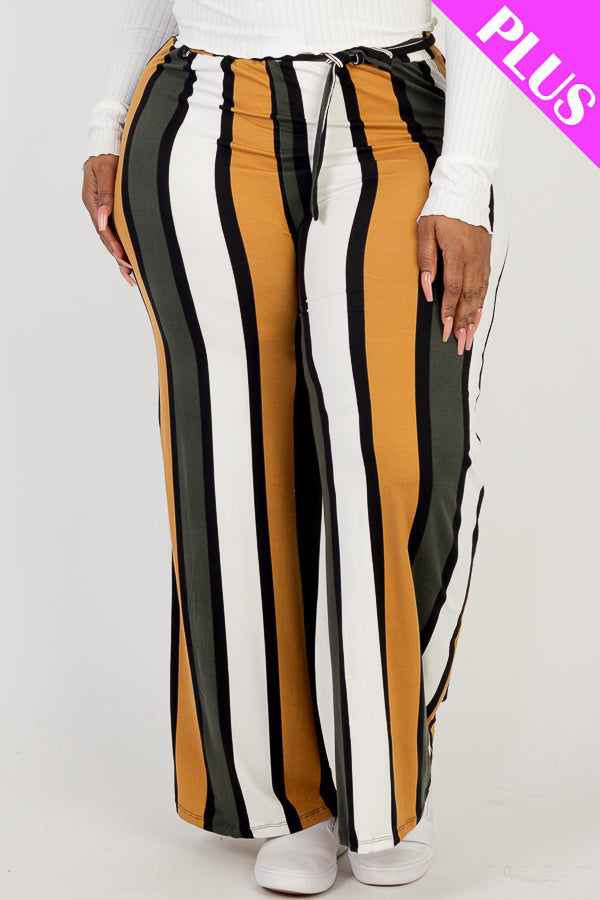 [$3/piece] Plus Size Striped Wide-Leg Pants