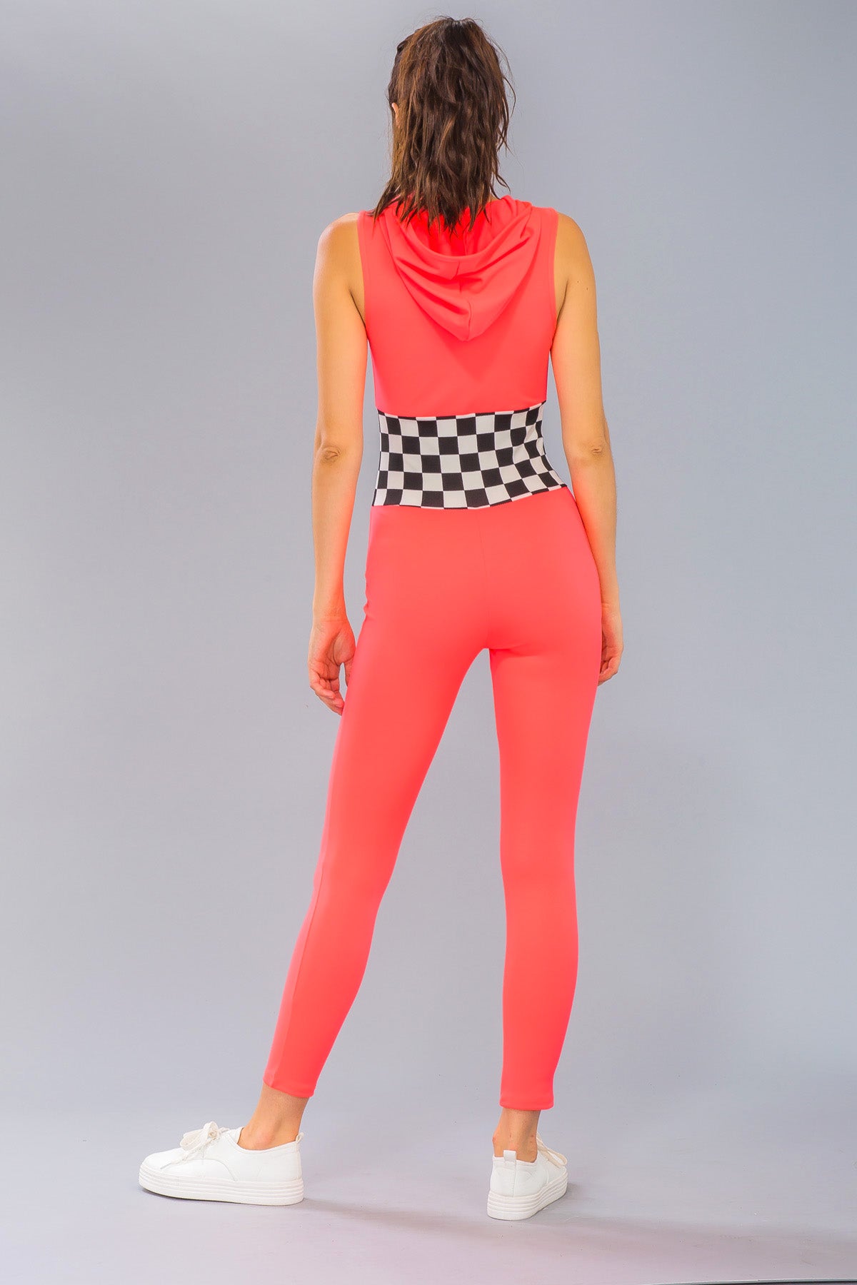 [$3/piece] Checked Hoodie Bodycon Jumpsuit