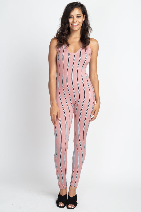 [$3/piece] Striped Bodycon Jumpsuit