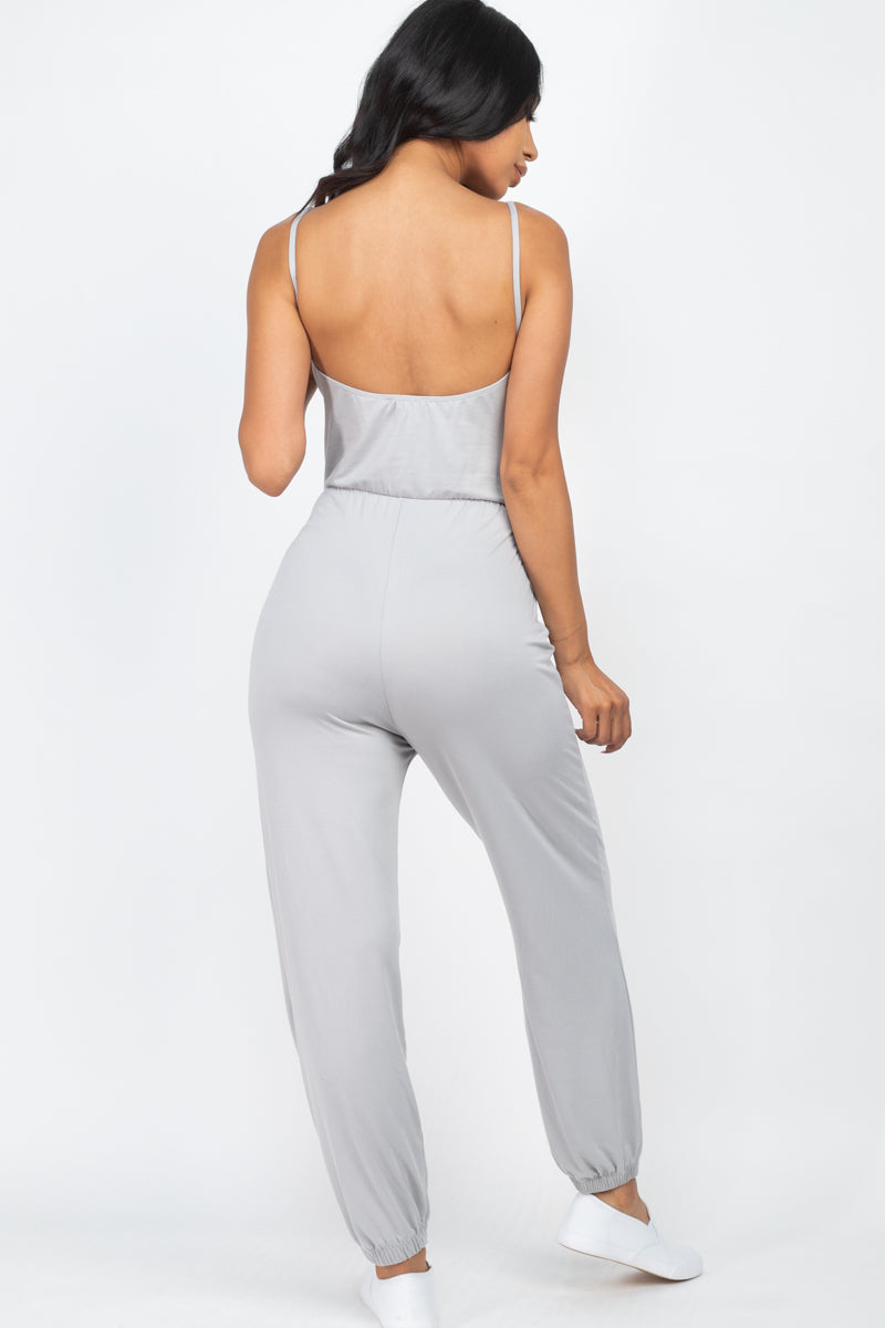 [$4/piece] Ruched Front Drawstring Cami Jumpsuit