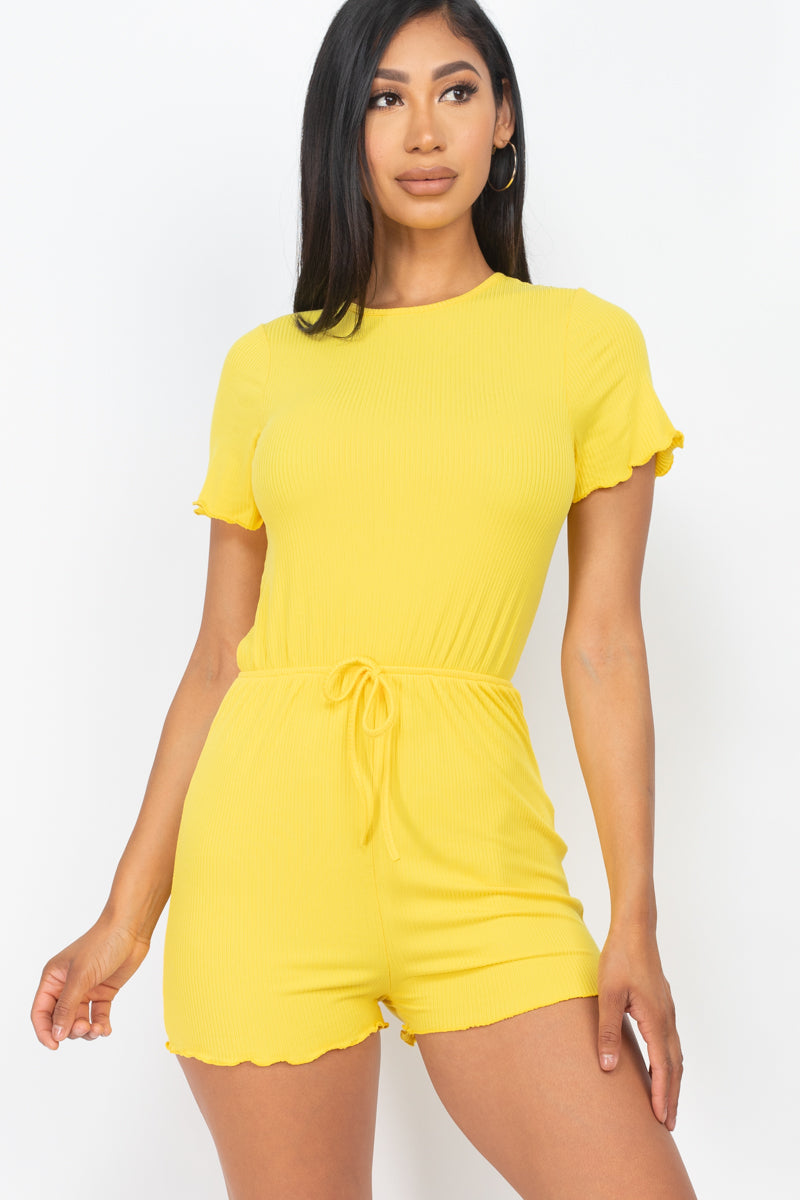 [$3/piece] Short Sleeve Ribbed Lettuce Romper