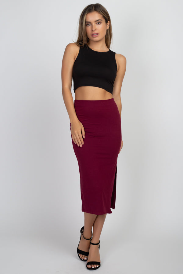 [$1/piece] Side Slit Midi Skirt