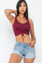 Sleeveless Adjustable Ruched Front Crop Top - Capella Apparel