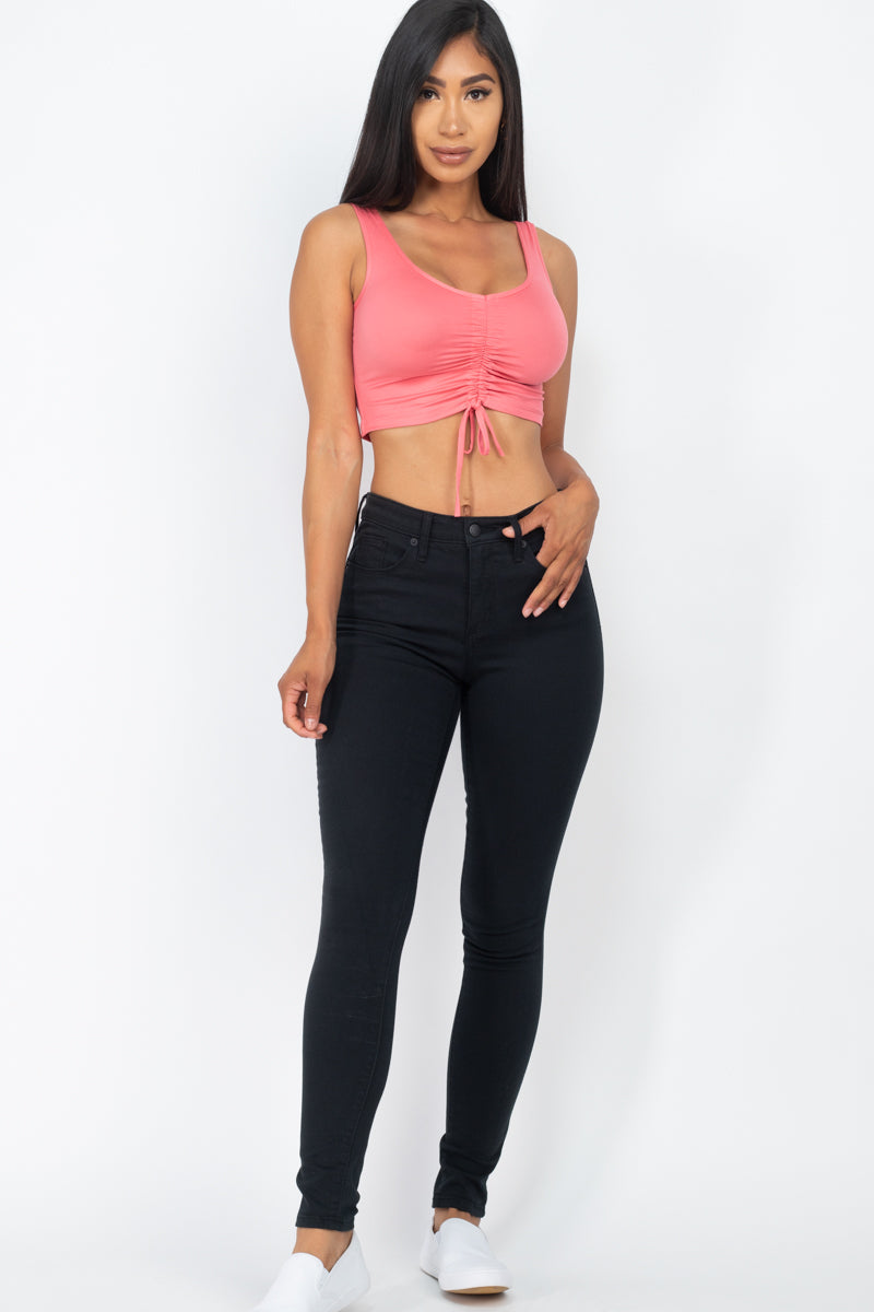 Sleeveless Adjustable Ruched Front Crop Top - Capella Apparel
