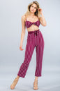 [$3/piece] Striped Front Tie Top and Pants Set