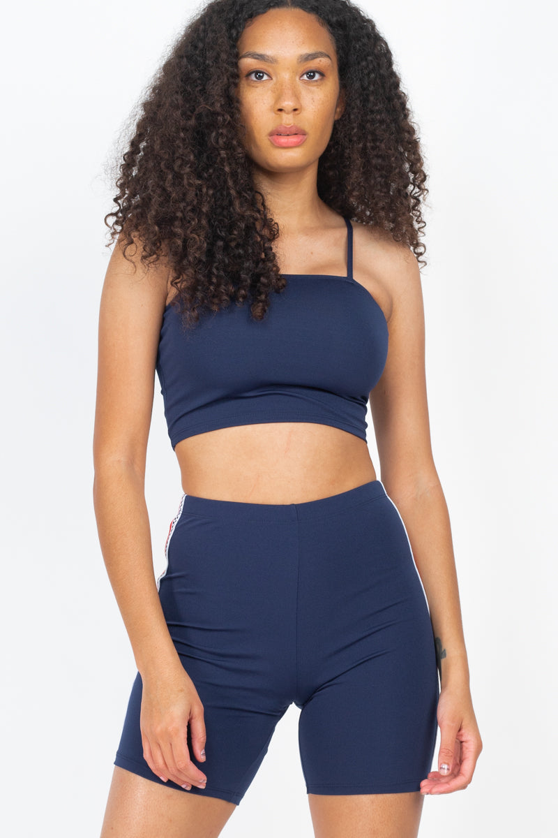 [$2/piece] Cropped Cami Top & Tape Side Shorts Set