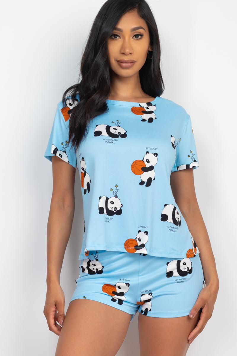 [$5/piece] Animal Print Short Sleeve T-Shirt & Shorts Set