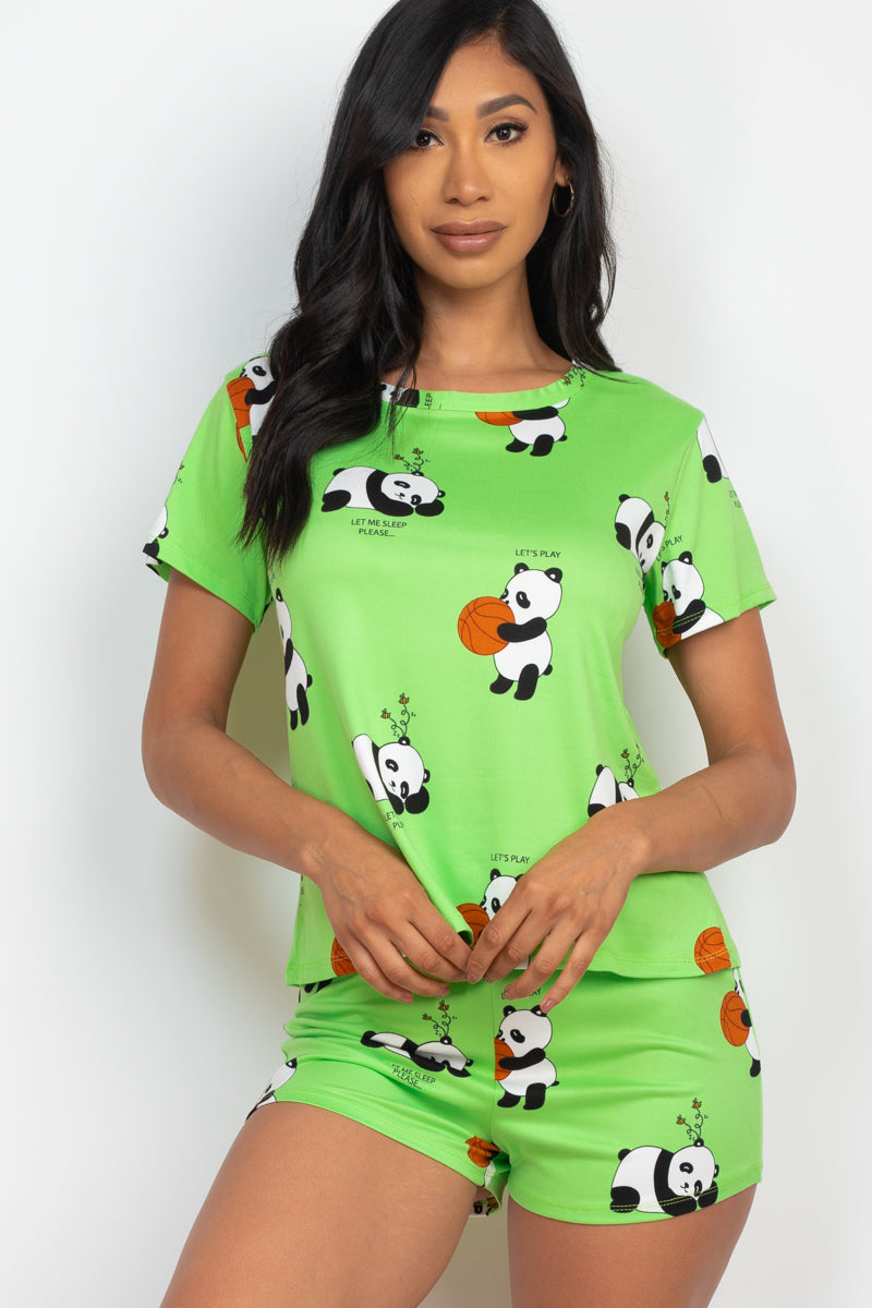 [$5/piece] Animal Print Short Sleeve T-Shirt & Shorts Set